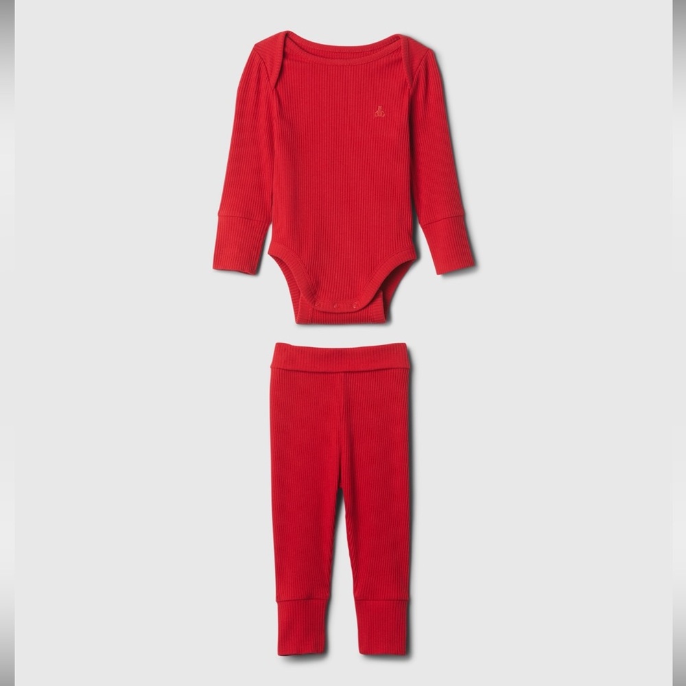 NWT GAP Unisex Baby Grow-With-Me Rib Outfit Set in Modern Red | 18-24 M